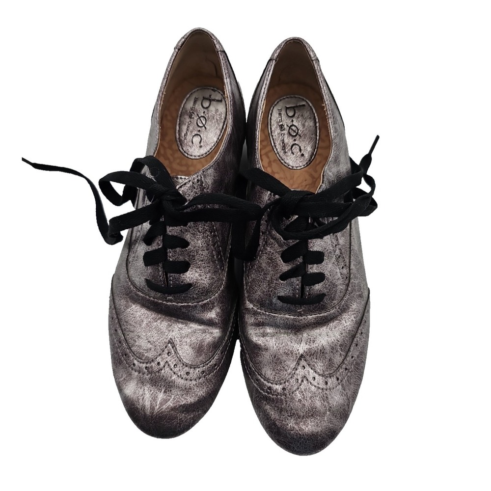 Børn Concepts Metallic Pewter Oxford Shoes Women's 8 39 Leather Wingtip Lace Up